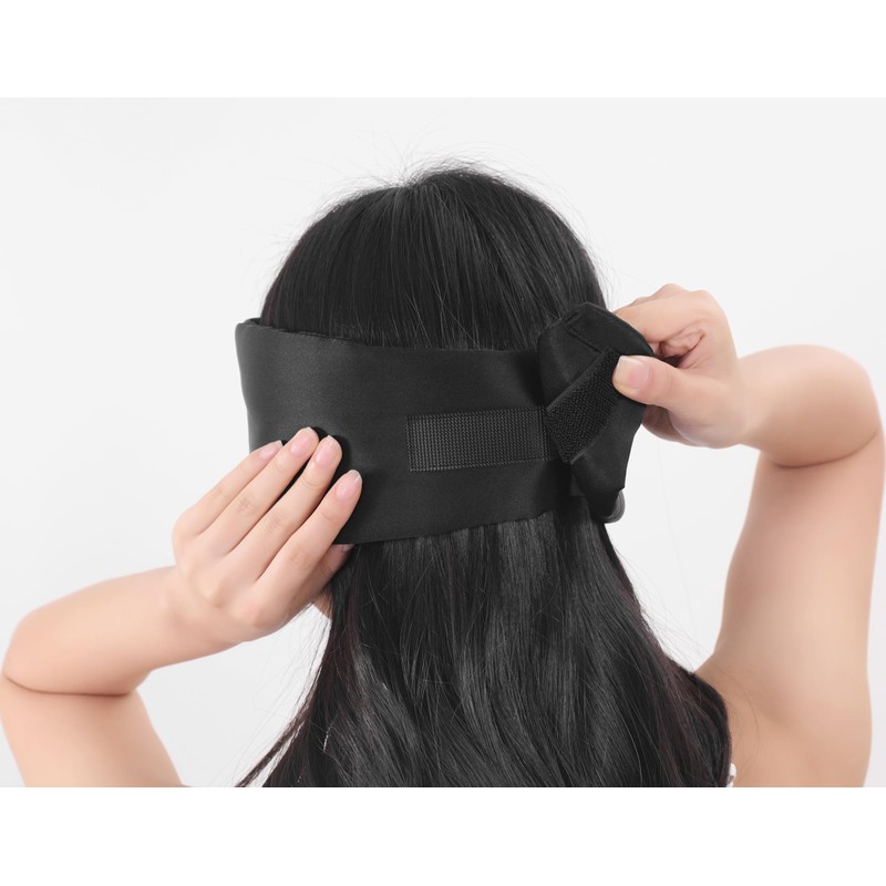 100% Mulberry Silk Sleep Mask, Large Adjustable Eye Cover for