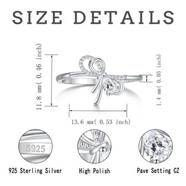 Bow Rings for Women Sterling Silver Stackable Ribbon Bow Knot Ring Dainty Cubic Zirconia Jewelry Gifts (8)