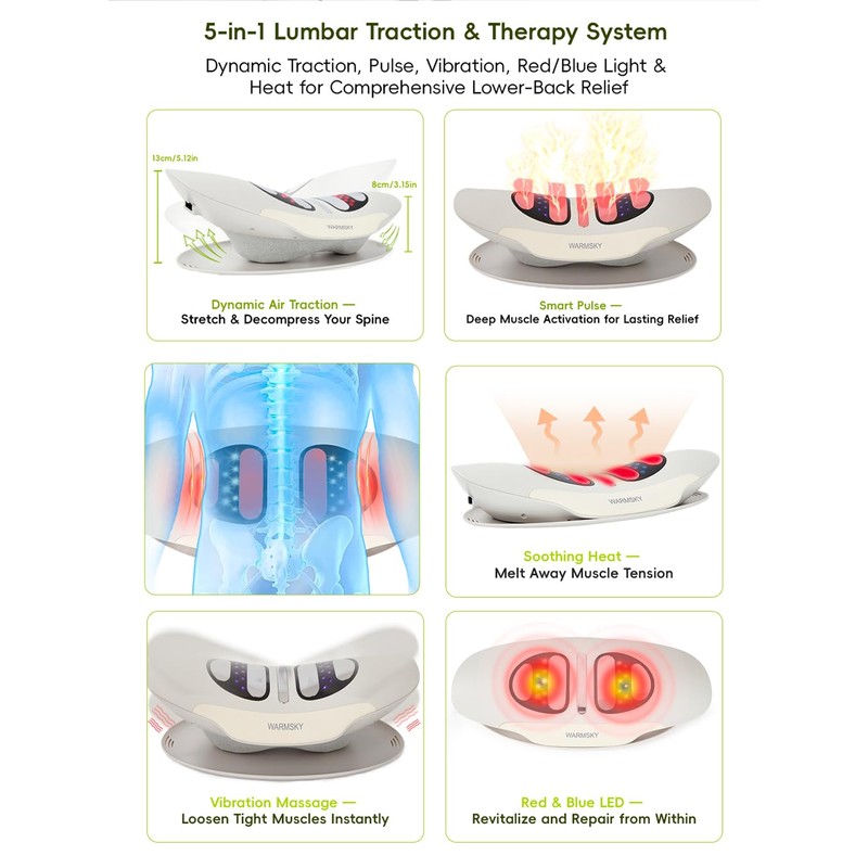 WARMSKY Smart Lower Back Massager with Soothing Warm Therapy &