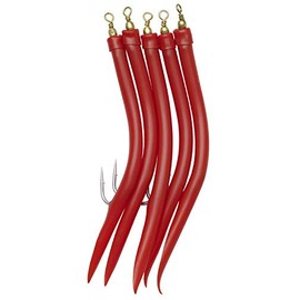 Sabiki Kinetic Rubber Makk Available in Five Colours and Sizes, Pack of 5, Perma Steel Hooks (Red, 6/0)