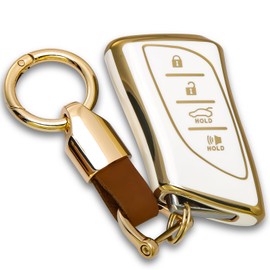 wnilian for Lexus Key fob Cover Keychain KeyCase Compatible with 2018-2024 ES350 RX350h LC500h LS500h UX200 UX250h ES250 ES300h GX460 NX350 NX450(White)