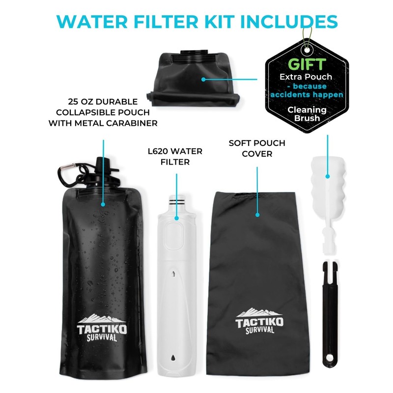 Tactiko 25oz. Purifying Water Bottle - UF Membrane, Activated Carbon