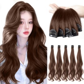 Fuyunohi Hair Extension, One Touch Extension, Set of 5, Long, Curled, Hair Wig, Partial Wig, Women's Wig, Point Wig, Clip, One Touch, Neckline Wig, Half Wig, Hair Extension, Light Brown
