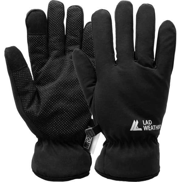 Lad Weather Gloves, Men's, Women's, Thermal, Fully Waterproof, Smartphone Compatible, Cold Weather Gloves, Motorcycle Gloves, Bicycle Gloves, Waterproof (L)