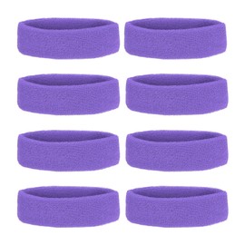 PATIKIL Sweatband Headbands, 8 Pcs Terry Cloth Sweat Band for Women Men Sports Basketball Tennis Athletic Gym Working Out, Light Purple