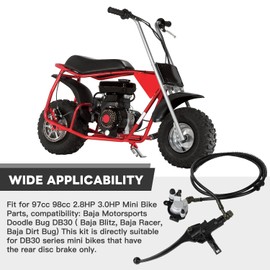 SENJWARM Upgraded Hydraulic Brake System Hand Brake Master Cylinder Caliper with Brake Pad Assembly 50 Inch Hose for 98cc 3.0HP Baja Hensim Doodle Bug DB30 Mini Bike Parts