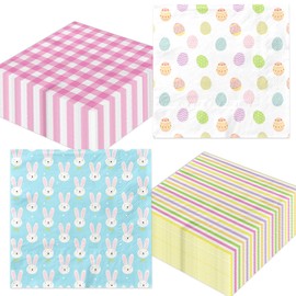 Easter Paper Napkins, 40Pcs Easter Party Supplies Colorful Eggs Rabbit Napkins Easter Disposable Dinner Napkins Hand Towels for Spring Holiday Easter Party Decorations