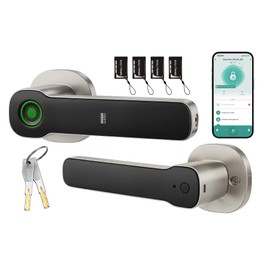 Heittis Fingerprint Door Lock- Smart Door knob,Biometric Door Lock with Passcode for Bedroom Home Hotel Office Apartment in Satin Nickel