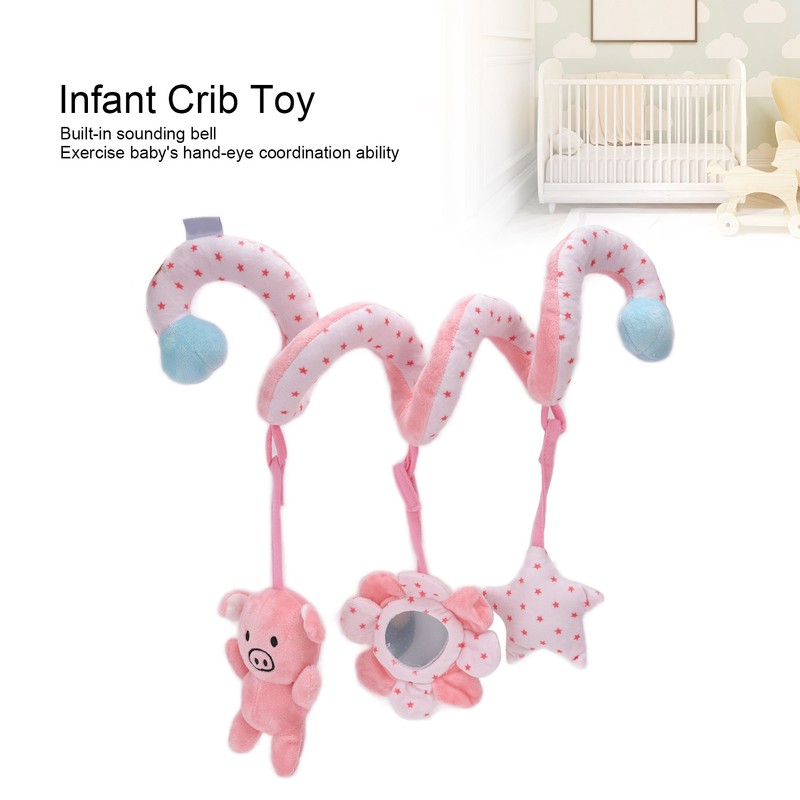 Baby Plush Animal Stroller Toys Spiral Activity Hanging Toys Ringing