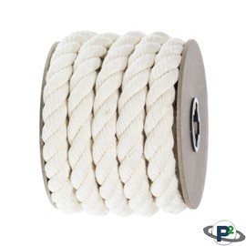 Paracord Planet Twisted 3 Strand Natural Cotton Rope Artisan Cord – 1/4, 1/2, 5/8, 3/4, and 1 inch Diameters – Super Soft White and Assorted Colors by The Foot – 10', 25', 50', 100' and Full Spools
