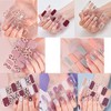 Calcomanías uñas esmalte pegatina, 8 Hojas envoltura completa 3D calcomanías