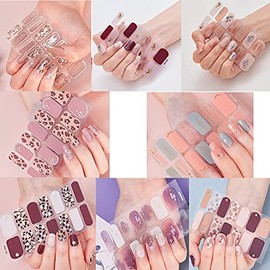 Calcomanías uñas esmalte pegatina, 8 Hojas envoltura completa 3D calcomanías autoadhesivas para uñas esmalte de uñas nail esmalte de uñas alcomanías a