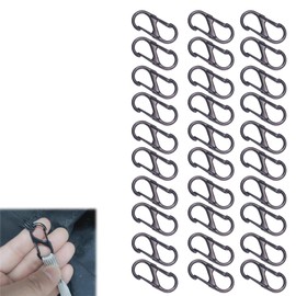 Pack of 30 S Carabiners, Steel, 32 mm Mini Carabiner Hook, Metal Screw Carabiner, Double Spring, 2 Openings, Double Carabiner, Small, for Outdoor Camping Hiking