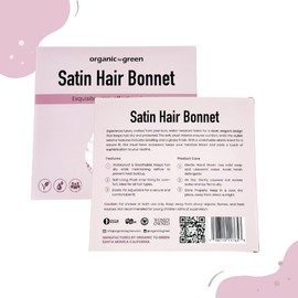 Organic To Green Satin Hair Bonnet, Adjustable Hair Bonnet for Sleeping Hair Bonnets for Women Curly Natural Hair