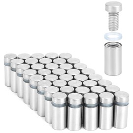QWORK® 40 pieces stainless steel glass holder wall spacer 12 x 25 mm for advertising signs and photos - indoor and outdoor