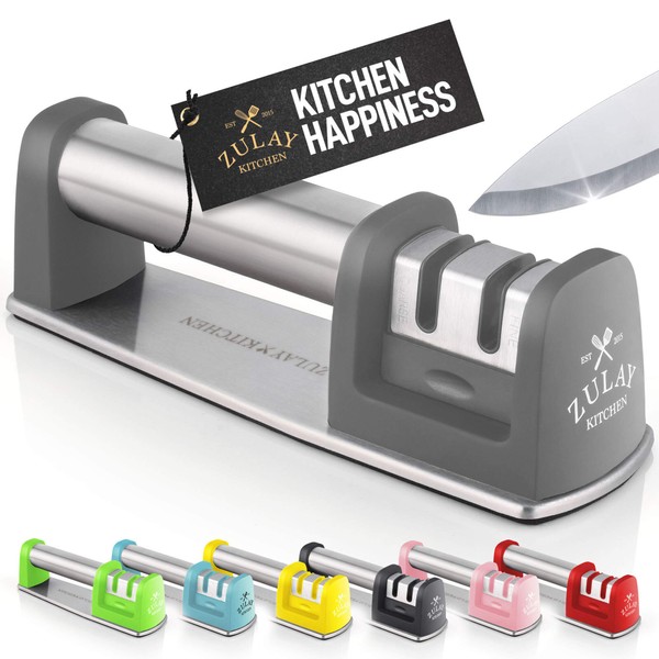 Zulay Premium Quality Knife Sharpener for Straight and Serrated Knives