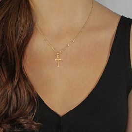TseenYi Cross Choker Necklace Gold Cross Pendant Necklace Vintage Tiny Crucifix Necklace Boho Croos Necklace MInimalist Chain Necklace Jewelry for Women and Girls Gifts