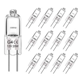 Lacnooe G4 Halogen Bulb 20W, 12 Pack Dimmable G4 Light Bulb for Under Cabinet Puck Light, Chandeliers, Track Lighting, AC/DC 12 Volt, T3 JC Type Bi-Pin Base, Warm White 2700K