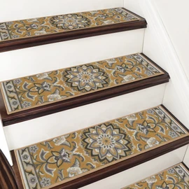 COSY HOMEER-Stair-Treads-for-Wooden-Steps Washable Indoor Stair Treads Non Slip 8" X 30" Soft Stair Carpet Treads Reusable Peel and Stick Stair Runner Rug for Kids, Elders and Pets 15pcs