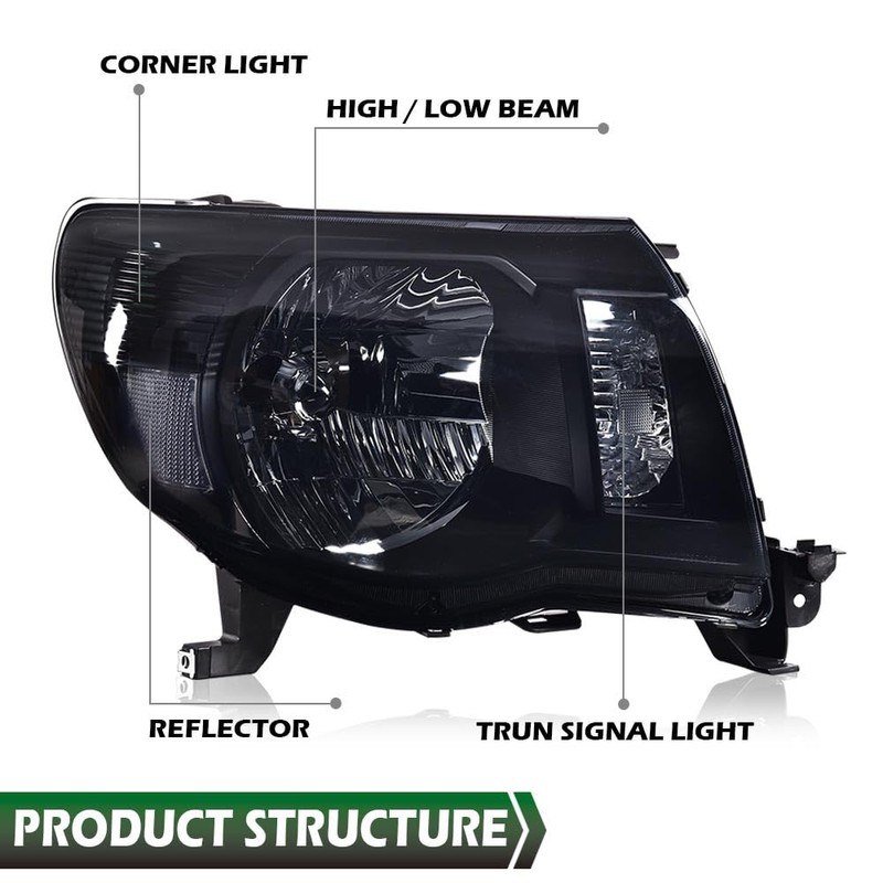 LQI Headlights Assembly Compatible with Toyota Tacoma 2005-2011 Bumper Headlamp