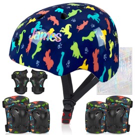 Kids Helmet, Toddler Bike Helmet with DIY Stickers Unicorn Knee Pads and Elbow Pads Set Adjustable Protective Gear Set for Girls Age 3-5-8 Years fit Roller Skates, Bicycle, Skateboarding, Scooter