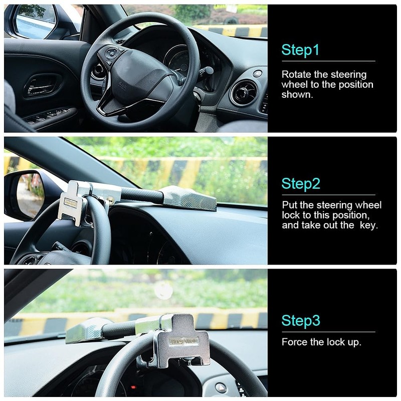 XIMINZ Steering Wheel Lock with Alarm Anti Theft Car Security