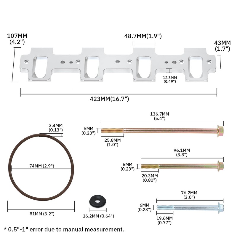 PQY Rectangle Intake Manifold Adapter Plates For LS1 Cathedral Port
