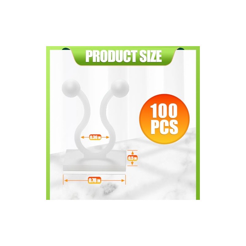 100 Pcs Plant Climbing Wall Clips - Self-Adhesive Hooks for