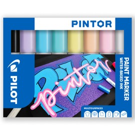 Pilot Pintor Creative Multi-Surface Water-Based Permanent Marker Pens - Quick Dry - For Fabrics, Glass, Wood, Stone, DIY/Amateur Artists - Medium Nib - Pack of 8 Pens - Pastel Set
