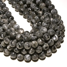 Hixhro 36pcs 10mm Larvikite Labradorite Gemstone Beads Natural Stone Beads for Jewelry Making with Crystal Stretch Cord Spacer Beads