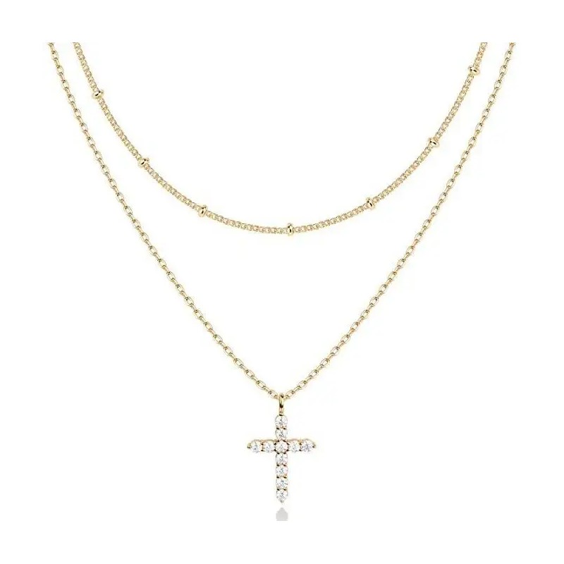 Luxury Hypoallergenic 18K Gold Plated Stainless Steel Double-Layer Micro Inlaid
