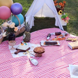 Vivid Check Waterproof Picnic Mat (140x150cm) Pink