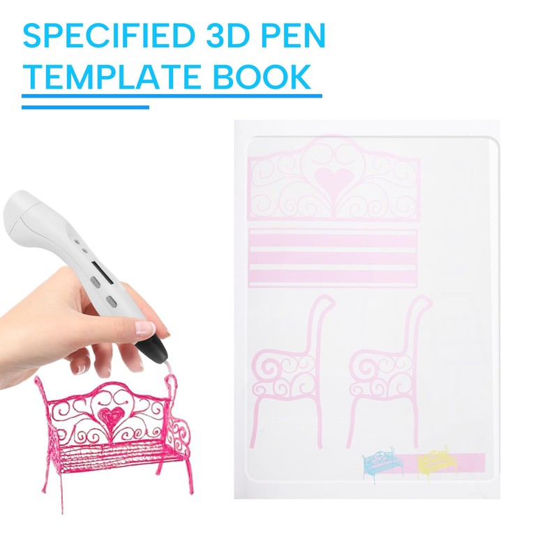 3D Pen Printing Drawing Book, Reusable Colorful 40 Patterns Thick