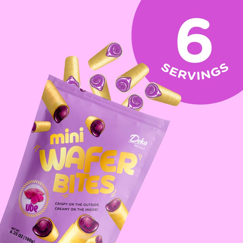 Deka Ube Mini Wafer Bites Creme Filled Rolled Wafers, 6.35oz