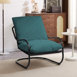 Peace nest Comfy Accent Chair Modern Living Room Bedroom Armchair with Mental Frame Comfortable Shredded Foam Cushion for Balcony Lounge Reading Meeting Room Blue