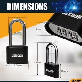 Jekosa® JKE/50 [Waterproof] Heavy Duty Combination Padlock Outdoor - [No Key] 4 Digit Code Lock for Sheds, Gates, Lockers, Hasps