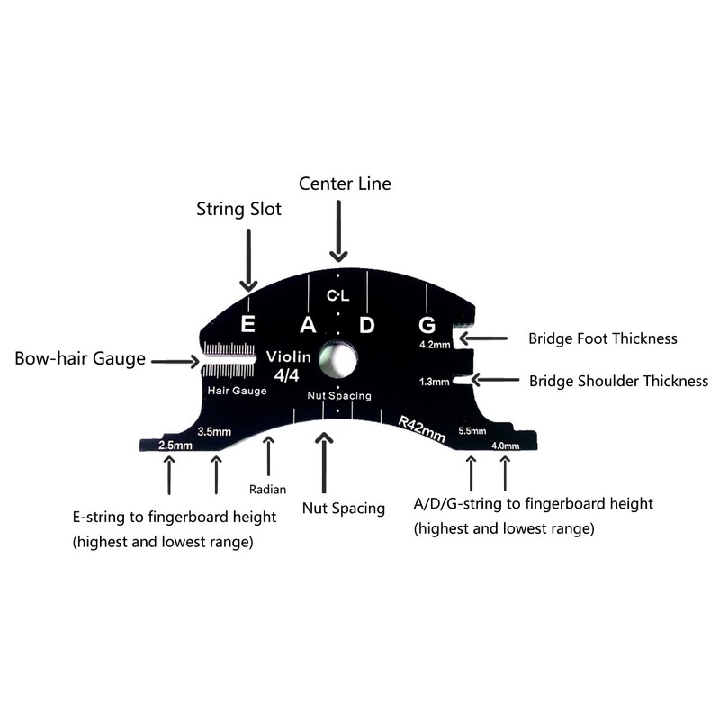 TUOREN 1/2 Size Double Bass Bridge Fingerboard Template Repair Reference