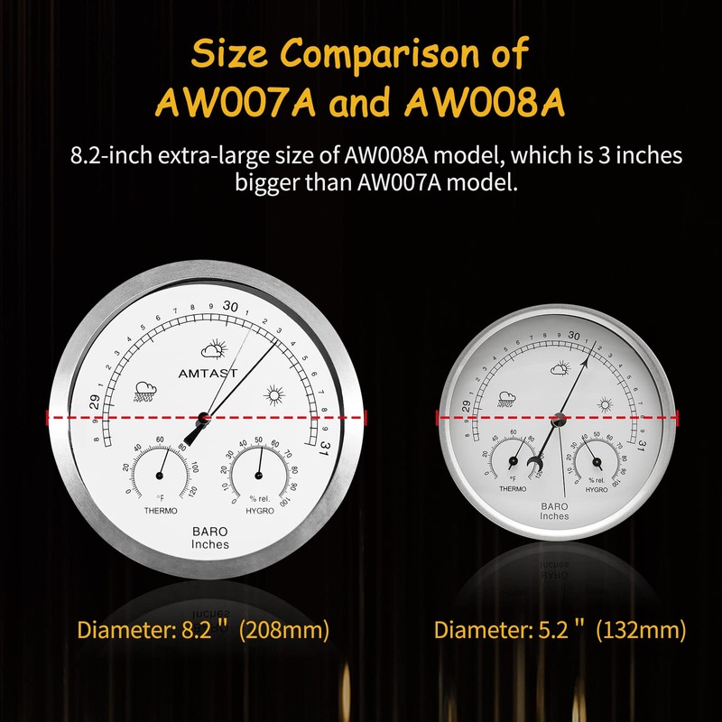 AMTAST 8.2" Diameter Dial Weather Station 3 in 1 Weather