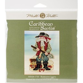 Barbados Santa Beaded Counted Cross Stitch Christmas Ornament Kit Mill Hill 2017 Caribbean Santas MH201733