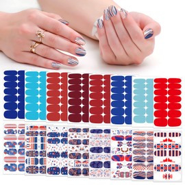 SILPECWEE Independence Day Nail Wraps 4th of July Nail Polish Strips Self Adhesive Gel Nail Strips American Flag Sticker Nails for Women Nail Art Accessories with 1pc Nail File (16 Sheets)