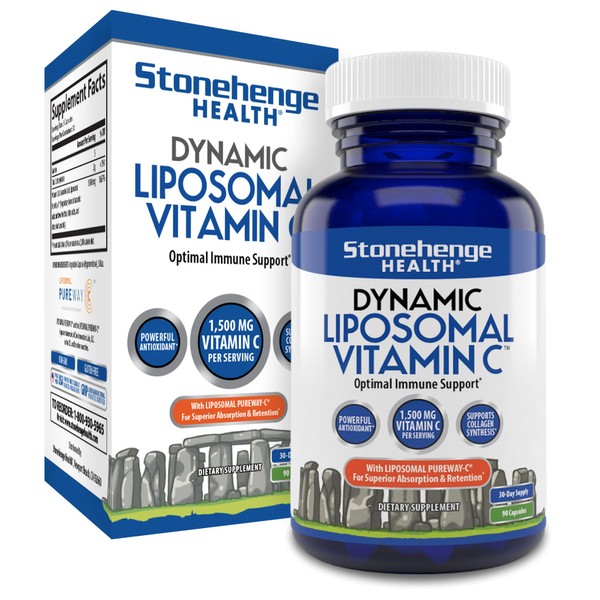 Dynamic Liposomal Vitamin C 1500mg - 90 Capsules - Advanced Formula - Phospholipids sourced from Non-GMO Sunflower, Supports Healthy Immune System, Collagen Synthesis, and Brain Health*