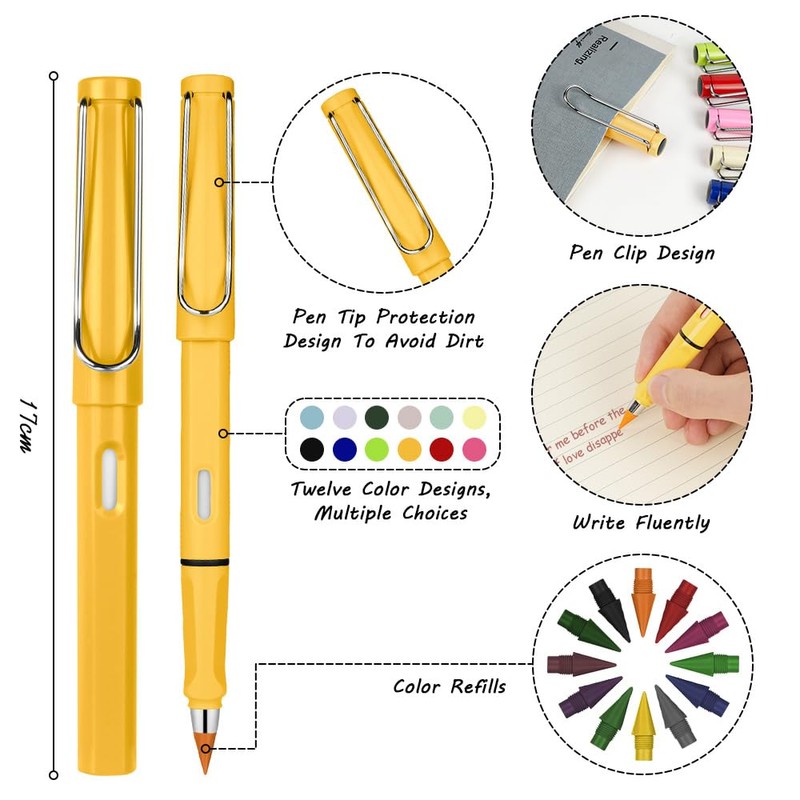 Ainiv Inkless Pencil with Eraser, 5 Sets Infinity Pencil Everlasting