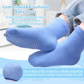 Paquete de 12 calcetines antideslizantes para niños y niñas de 1 a 7 años, varios colores, Blanco/Negro/Azul/Azul Oscuro/Gris/Gris Oscuro, 5-7 Años