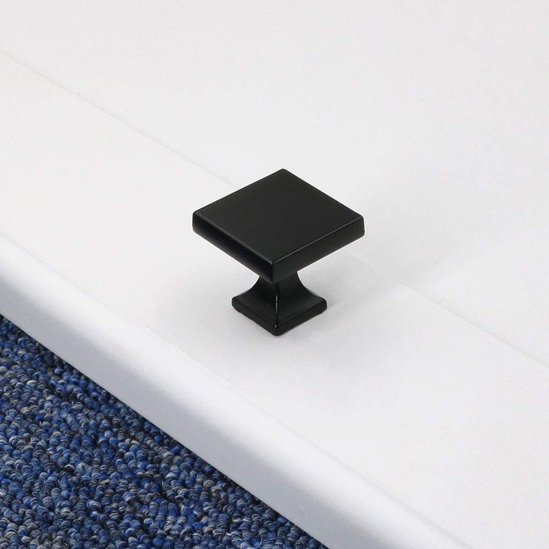 goldenwarm 5 Pack Black Square Cabinet Knobs Kitchen Door Knobs