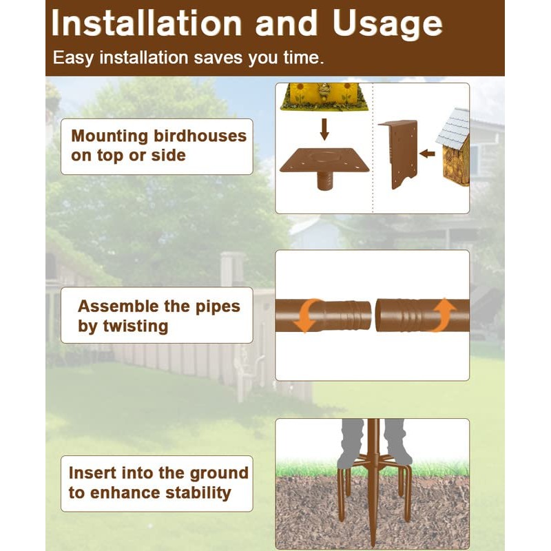 Sungaryard 90Inch Heavy Duty Bird House Pole Mount Kit with