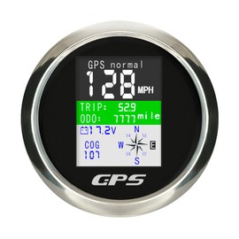 Digital GPS Speedometer 3-3/8" 85mm Marine Auto GPS Speedo Odomerer Waterproof TFT Screen MPH Knots Km/h for Boat Car Motorcycle 9-30V with GPS Antenna (Black&Silver)