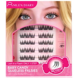 False Eyelashes, No Glue, No Glue, No Glue, 3D False Eyelashes, No Glue, Black, 1 Second, Partial False Eyelashes, Beginners, Easy to Wear, 3D Feel, Cute, Natural Bundle, Popular, Durable, Eye Makeup