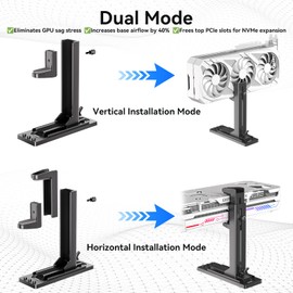 GPU Support Bracket, GSCOLER Dual Mode Graphics Card Support, 35-120mm Adjustable Anti Sag GPU Stand for Universal Video Cards, ABS GPU Brace with Anti-Static Sponge Pads for Vertical/Horizontal Mount