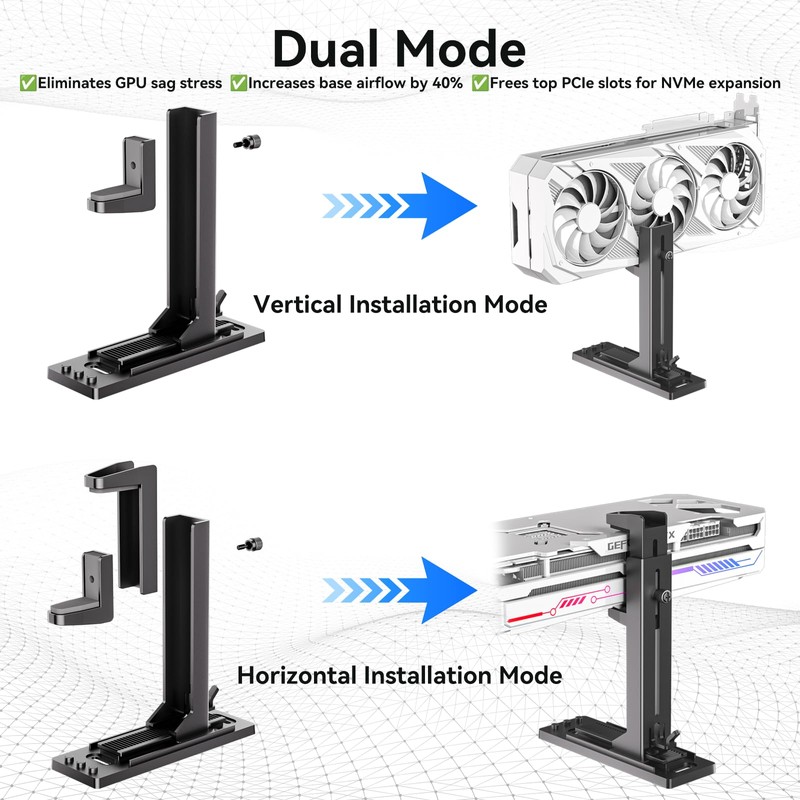 GPU Support Bracket, GSCOLER Dual Mode Graphics Card Support, 35-120mm
