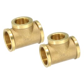 sourcing map Brass Tee Pipe Fitting, G3/4" x G1/2" x G3/4" 3 Way T-Connector for Gas Transport Connect Pipelines, 2pcs